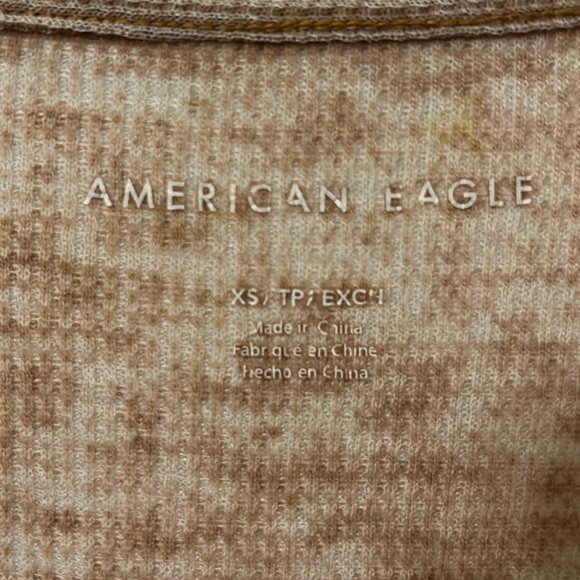 American Eagle Tan Wrap-Front shirt - Picture 3 of 3